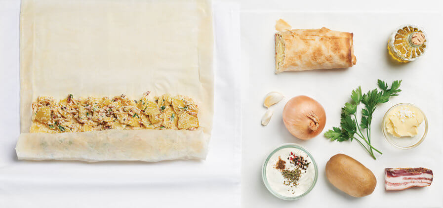 Zwiebel-Kartoffel-Strudel