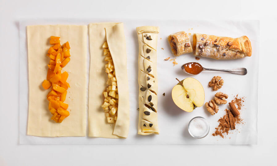 Blätterteigstrudel dreierlei Obst Tante Fanny