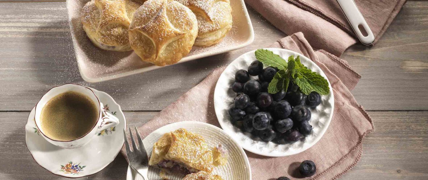 Blätterteighäppchen mit Blaubeeren