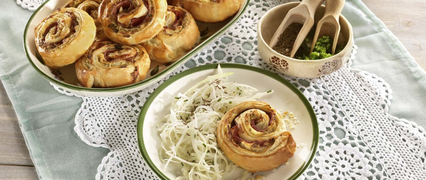 Blätterteigschnecken mit Kassler Tante Fanny