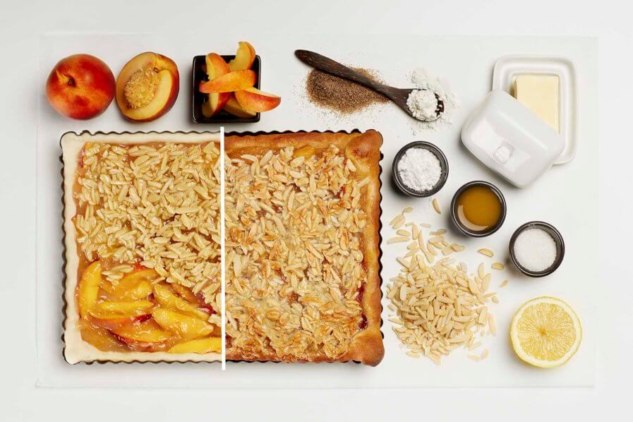 Nektarinen Blechkuchen mit Mandeln