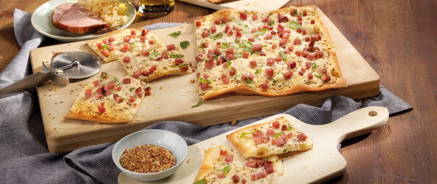 Rezept Flammkuchen mit Sauerkraut und Geselchtem Tante Fanny