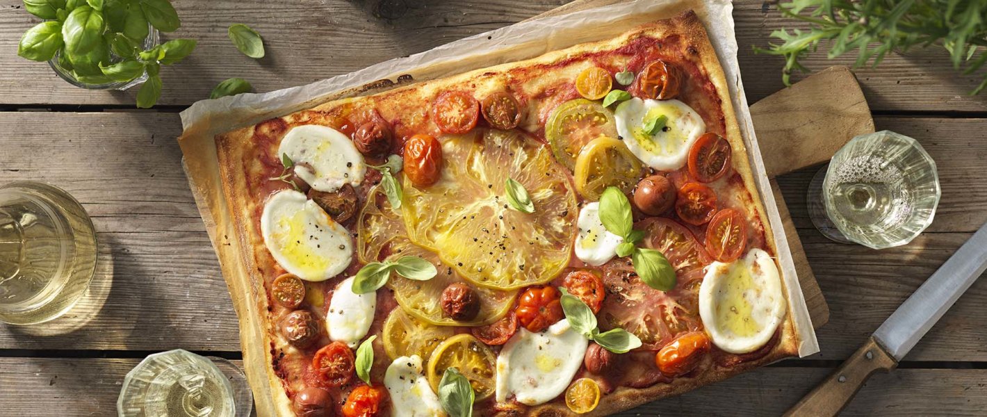 Rezept Pizza mit bunten Tomaten Tante Fanny