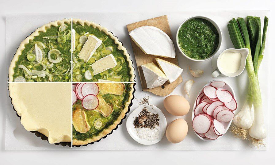 Spinatquiche mit Radieschen