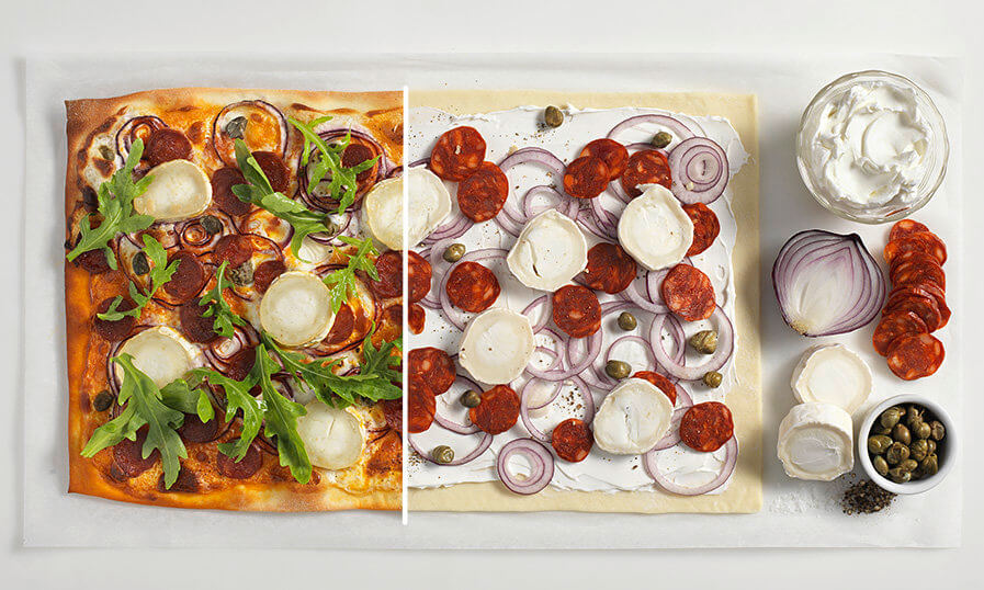 Flammkuchen mit Chorizo und Ziegenkäse