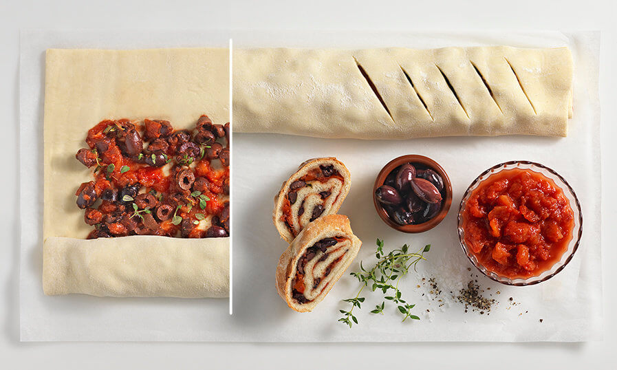 Ciabatta mit Tomate und Olive